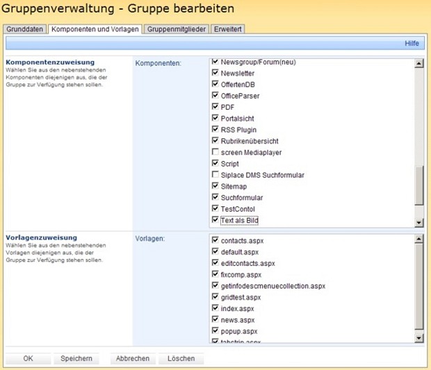  Berechtigungen fr Komponente 'Text als Bild' setzen - CMS add.min ASP.Net  Enterprise Content Management System